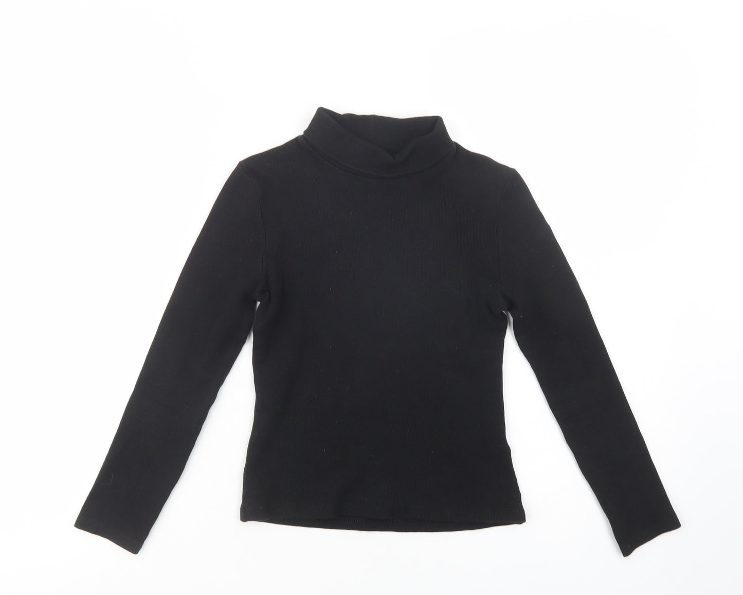 Matalan Girls Black  Cotton Basic Blouse Size 9 Years Roll Neck Pullover