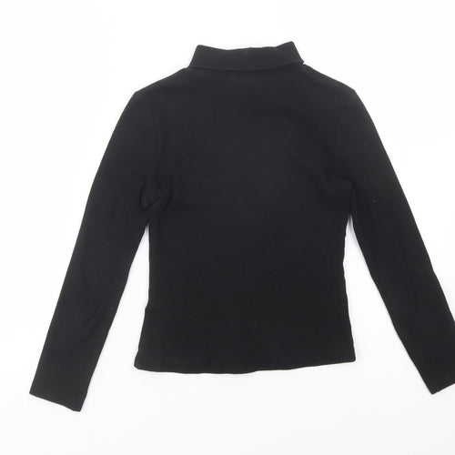 Matalan Girls Black  Cotton Basic Blouse Size 9 Years Roll Neck Pullover