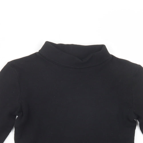 Matalan Girls Black  Cotton Basic Blouse Size 9 Years Roll Neck Pullover