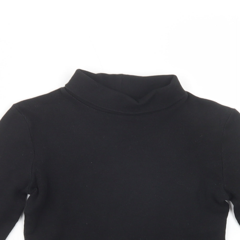 Matalan Girls Black  Cotton Basic Blouse Size 9 Years Roll Neck Pullover