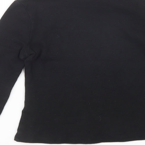 Matalan Girls Black  Cotton Basic Blouse Size 9 Years Roll Neck Pullover