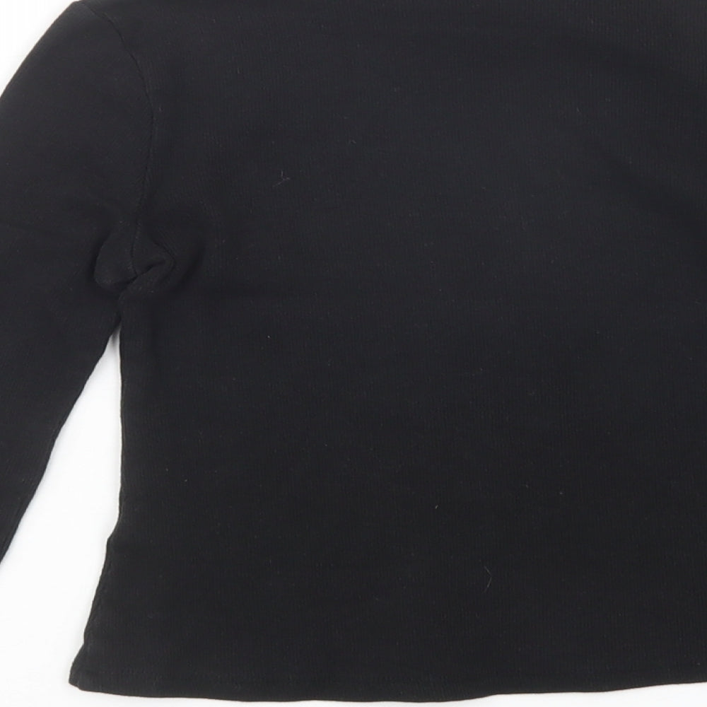 Matalan Girls Black  Cotton Basic Blouse Size 9 Years Roll Neck Pullover