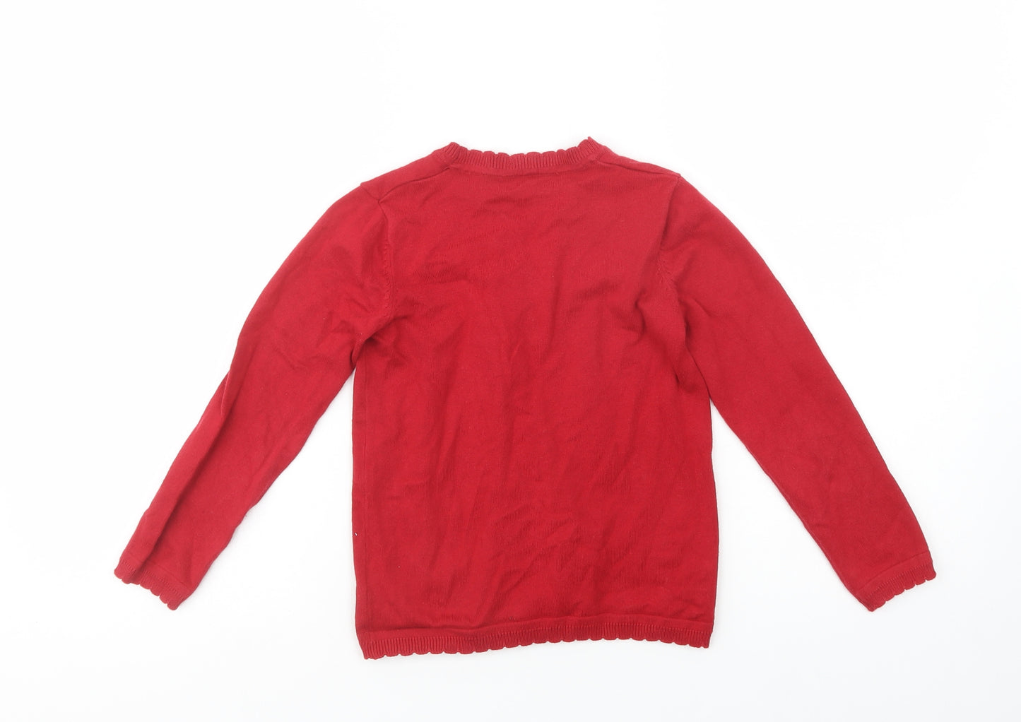 Matalan Girls Red V-Neck  Cotton Cardigan Jumper Size 8 Years  Button - School Wear