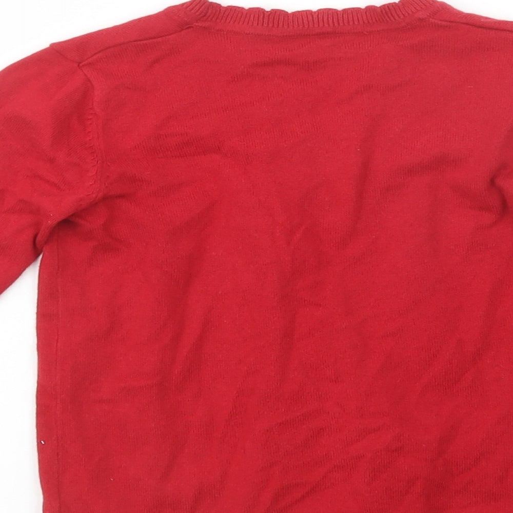 Matalan Girls Red V-Neck  Cotton Cardigan Jumper Size 8 Years  Button - School Wear