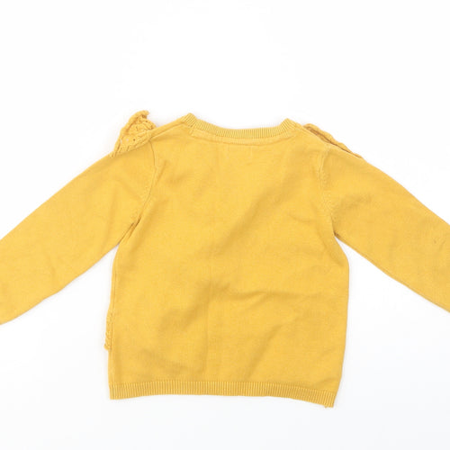 F&F Girls Yellow Crew Neck  Cotton Pullover Jumper Size 2-3 Years  Pullover