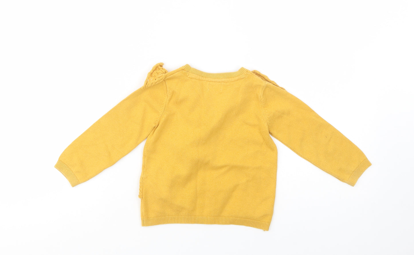 F&F Girls Yellow Crew Neck  Cotton Pullover Jumper Size 2-3 Years  Pullover