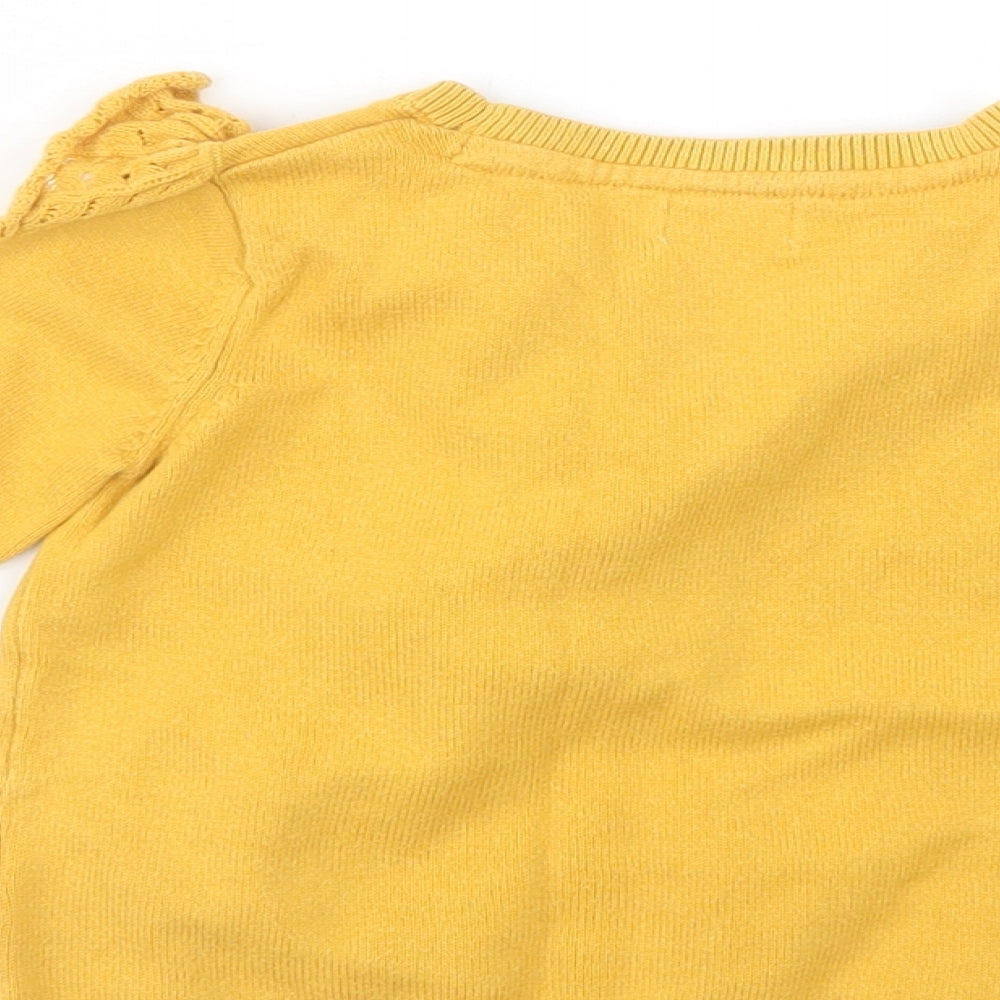 F&F Girls Yellow Crew Neck  Cotton Pullover Jumper Size 2-3 Years  Pullover