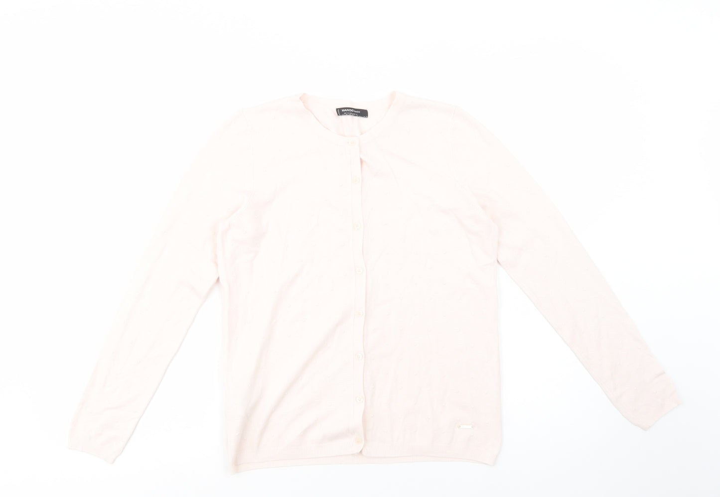 Mango Womens Pink Crew Neck  Viscose Cardigan Jumper Size M