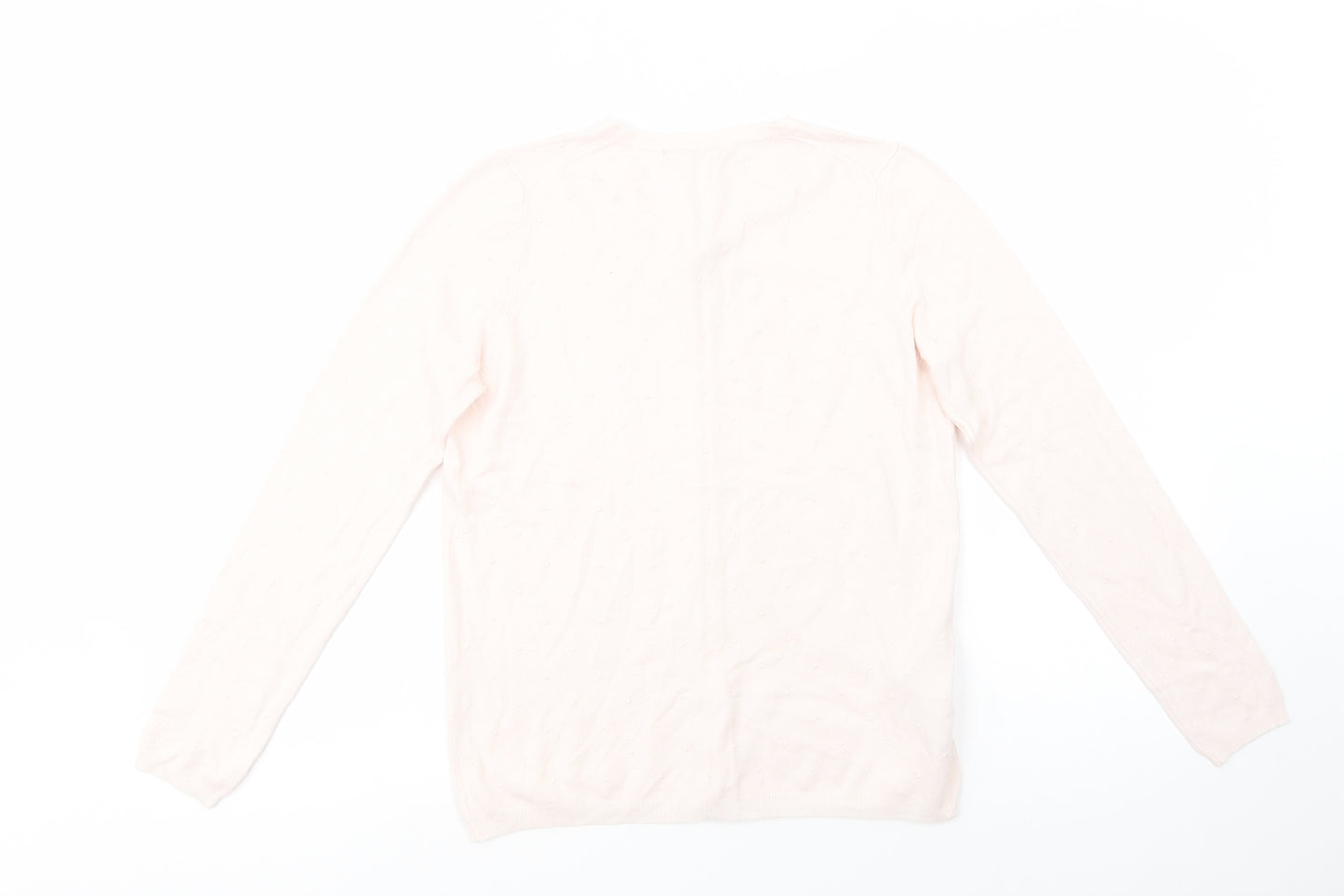 Mango Womens Pink Crew Neck  Viscose Cardigan Jumper Size M