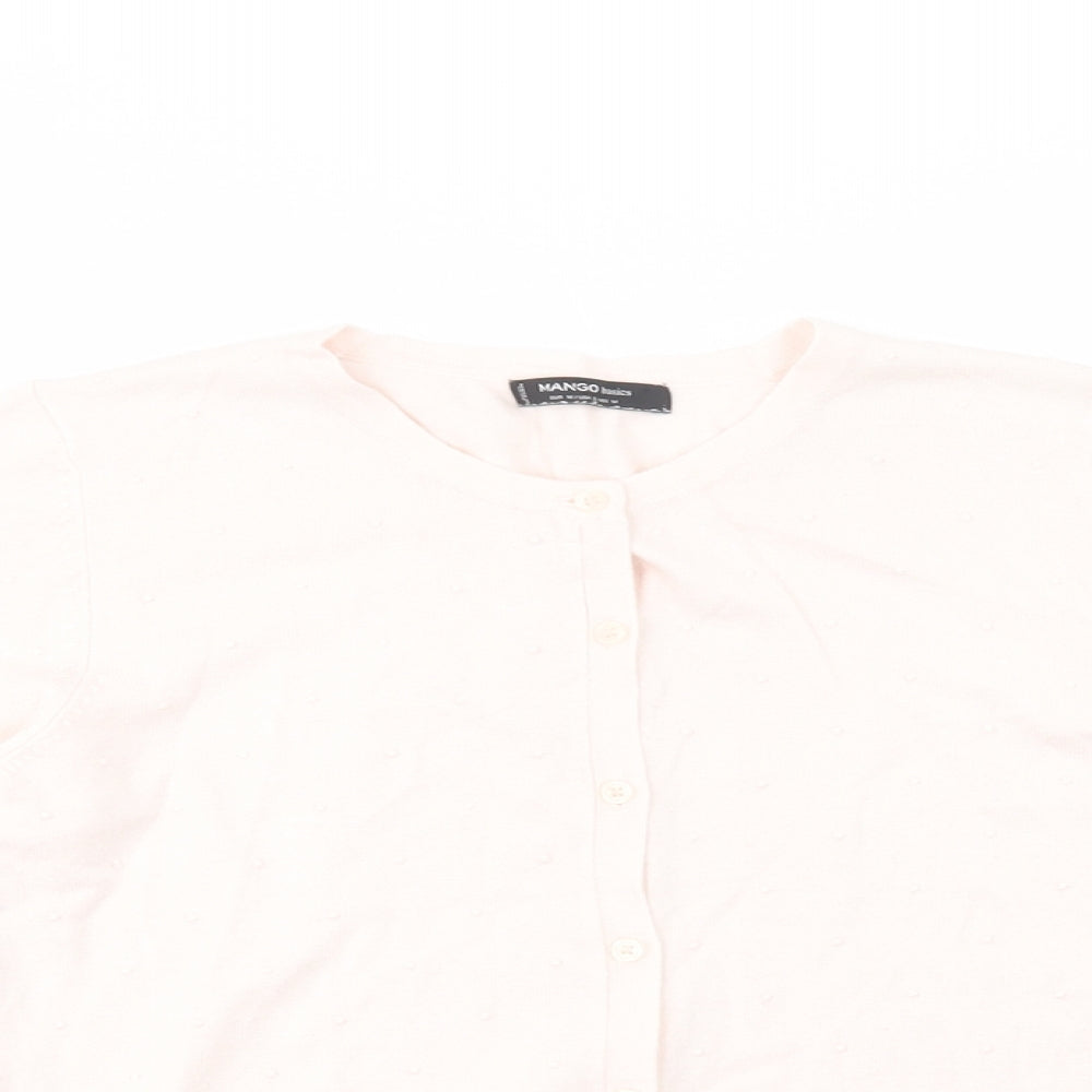 Mango Womens Pink Crew Neck  Viscose Cardigan Jumper Size M