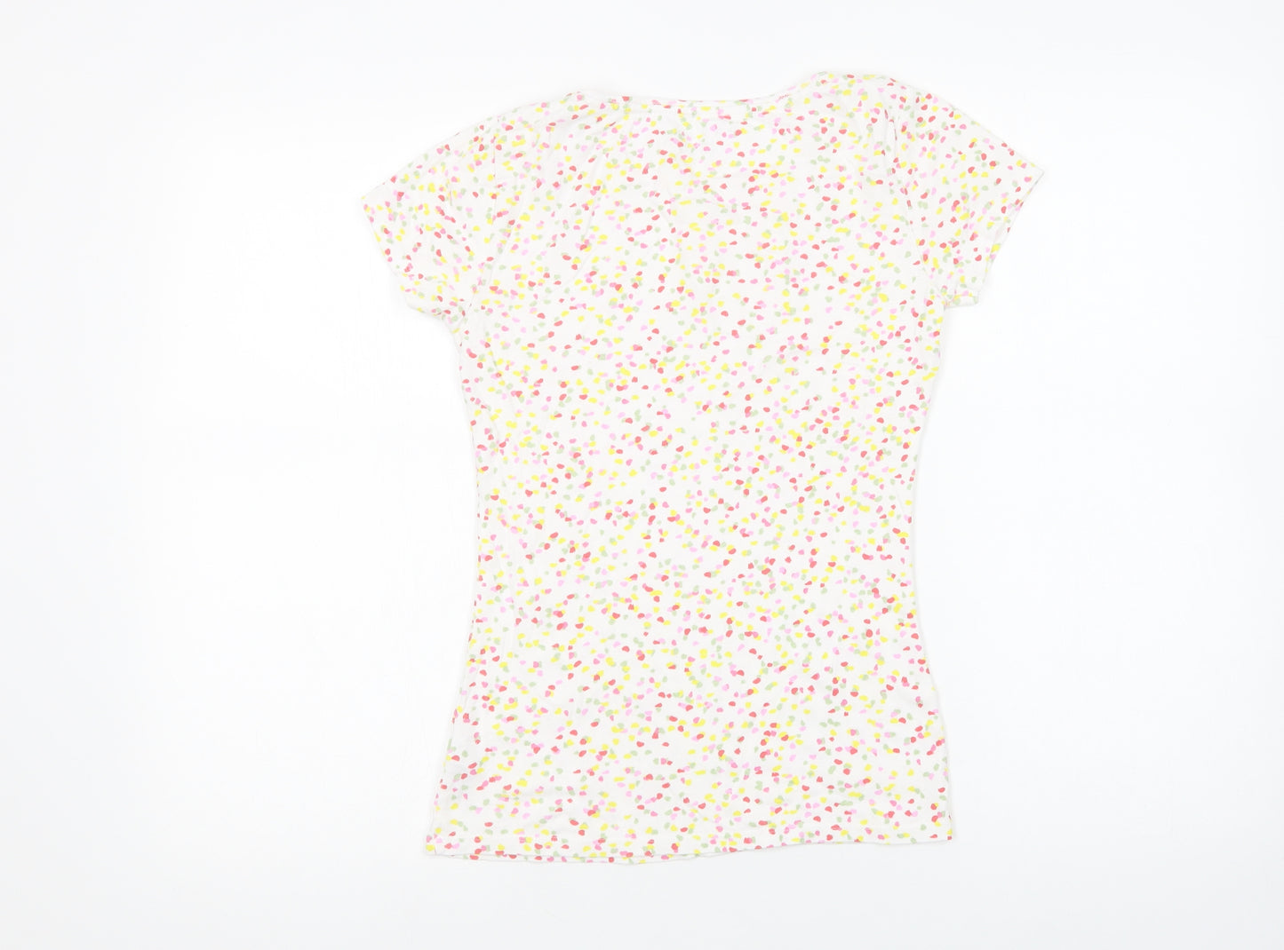 Papaya Womens White Animal Print Cotton Basic T-Shirt Size 8 Crew Neck