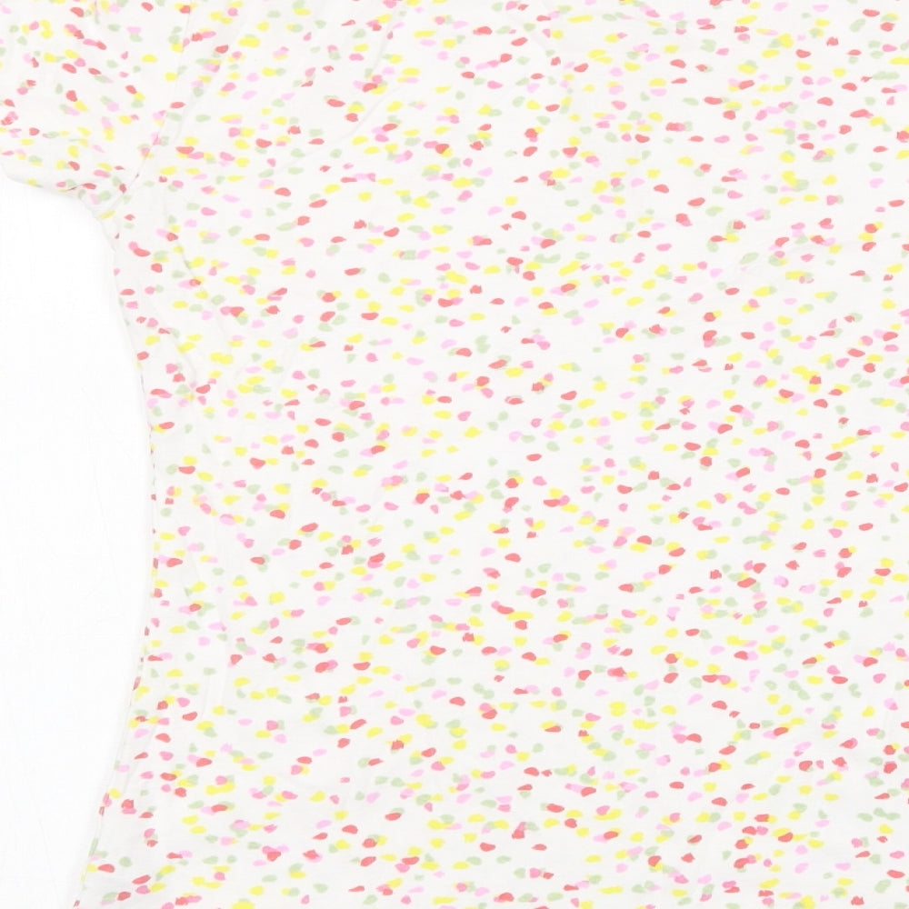 Papaya Womens White Animal Print Cotton Basic T-Shirt Size 8 Crew Neck