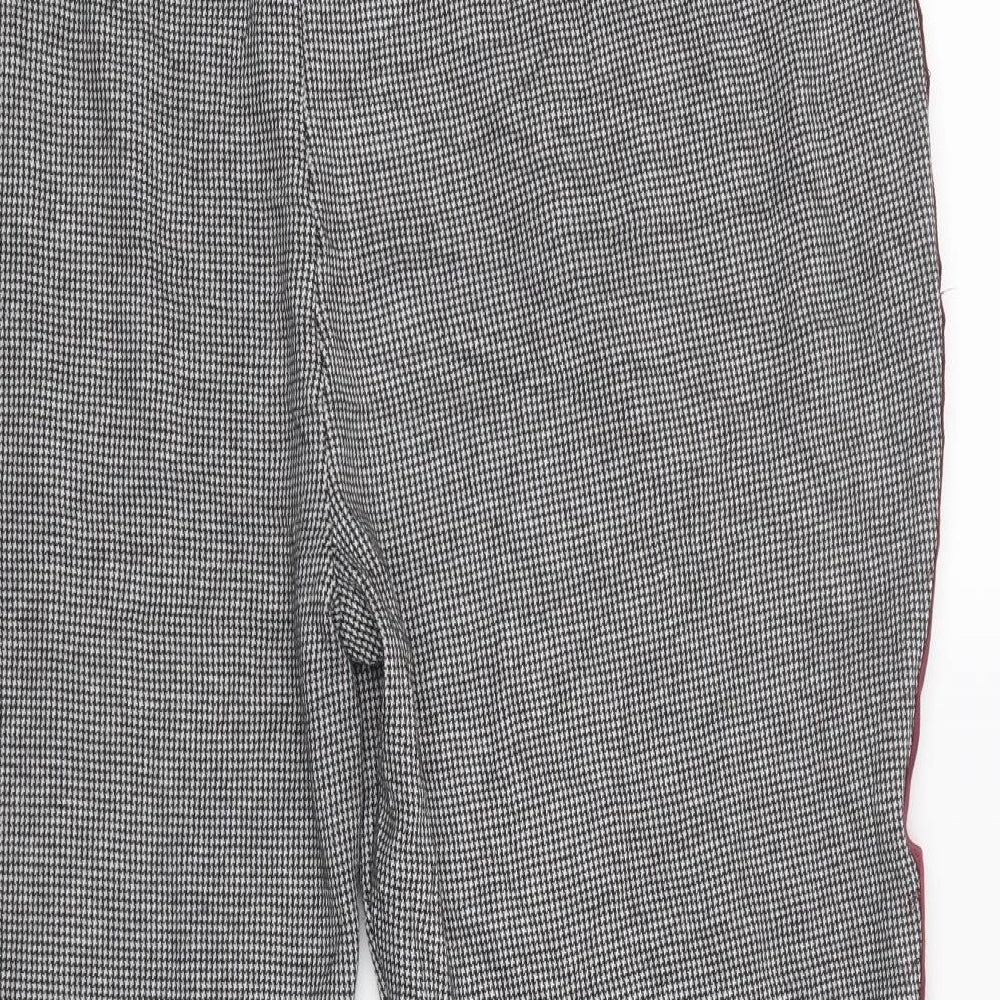 Marks and Spencer Womens Grey Houndstooth Polyester Jogger Trousers Size 20 L26 in Regular Drawstring