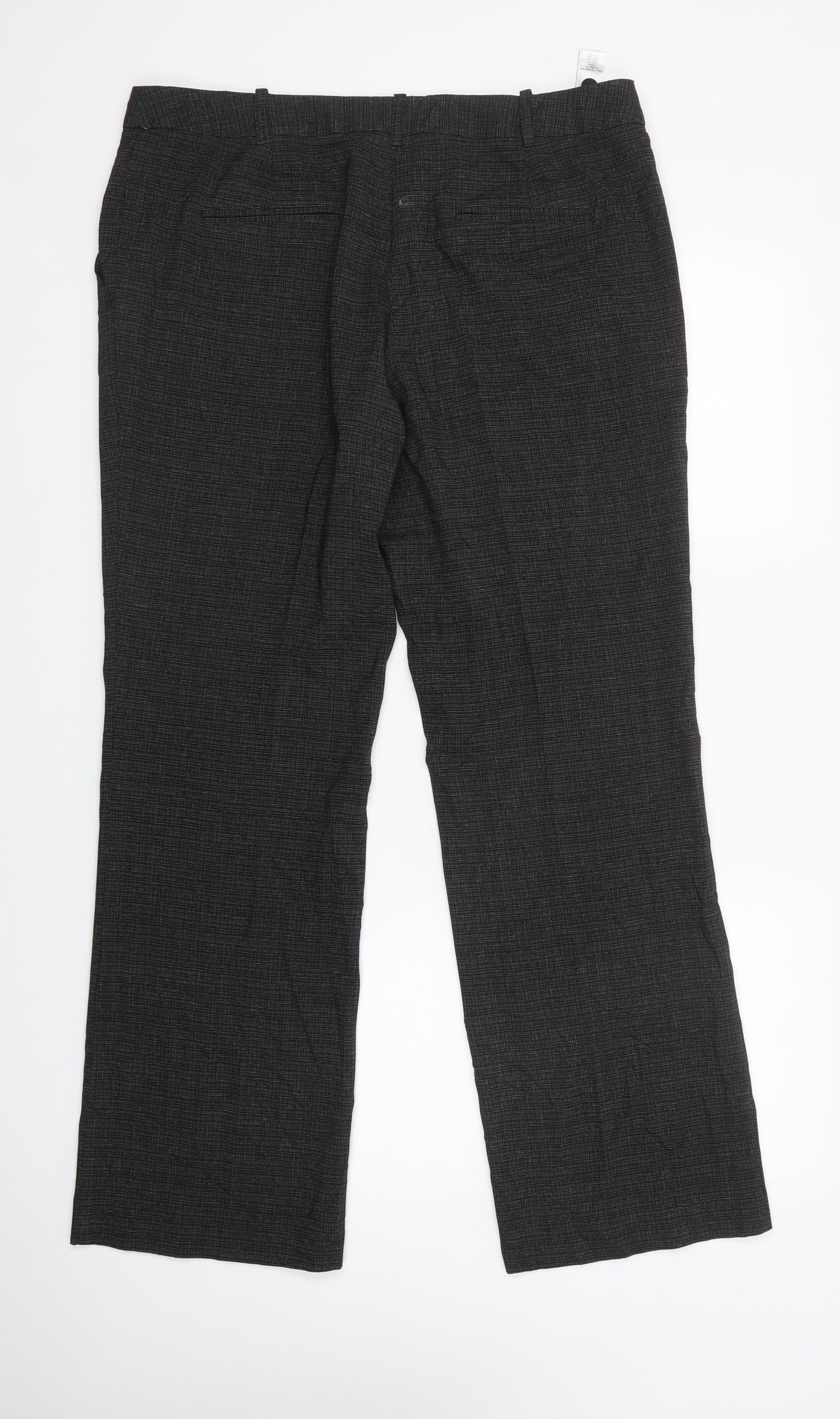 NEXT Womens Grey Check Polyester Dress Pants Trousers Size 16 L32 in Regular Button