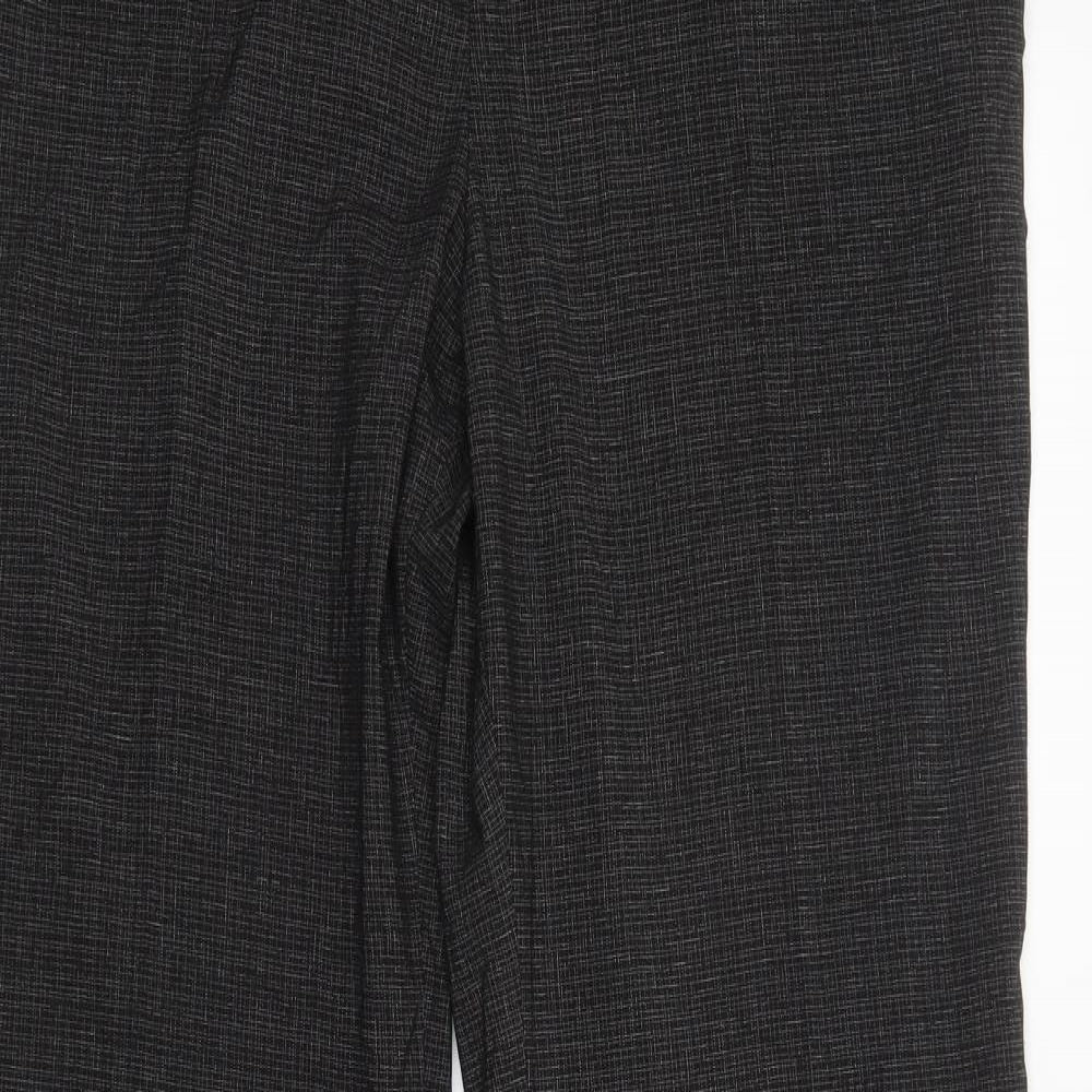NEXT Womens Grey Check Polyester Dress Pants Trousers Size 16 L32 in Regular Button