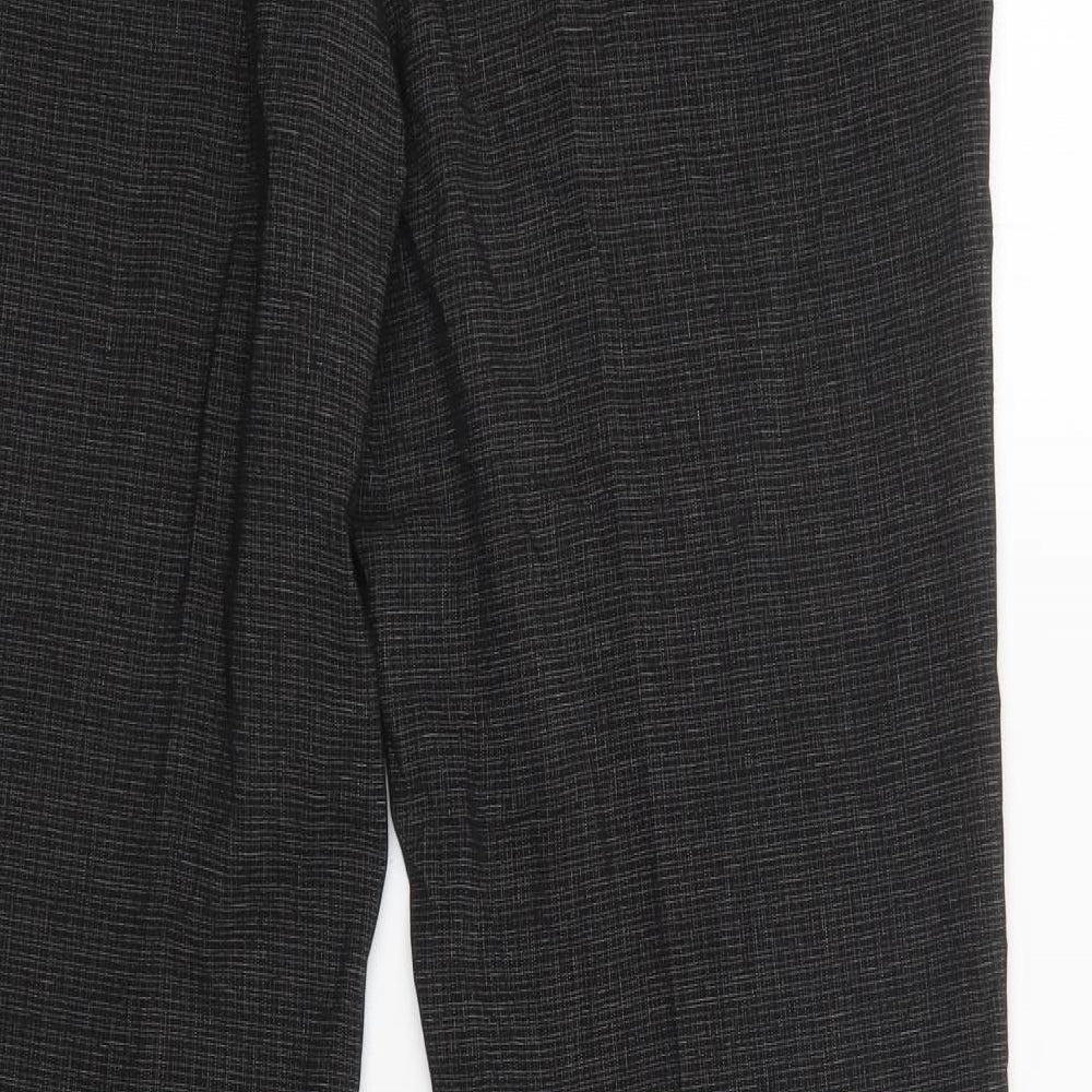 NEXT Womens Grey Check Polyester Dress Pants Trousers Size 16 L32 in Regular Button
