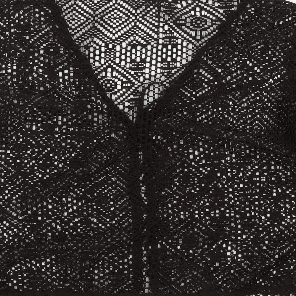 M&Co Womens Brown V-Neck Geometric Polyester Cardigan Jumper Size 18   - Tie front