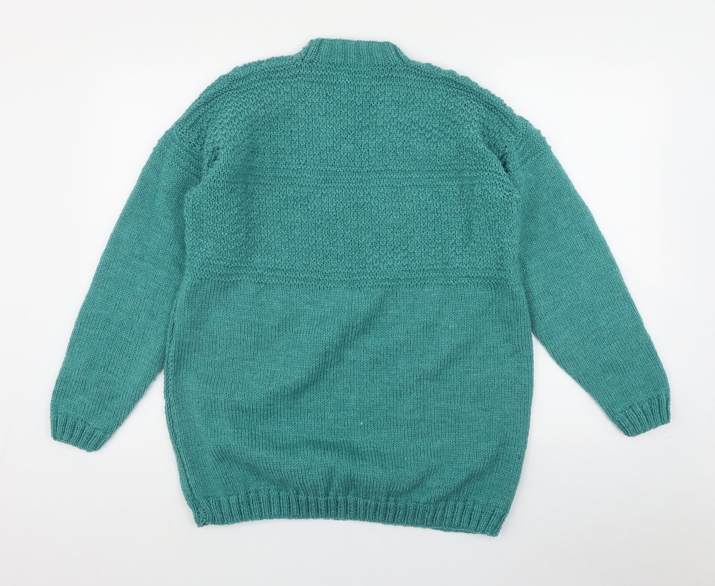Unbranded Mens Green Mock Neck  Acetate Pullover Jumper Size M   - Handknitted