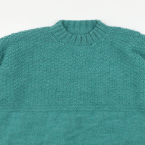 Unbranded Mens Green Mock Neck  Acetate Pullover Jumper Size M   - Handknitted