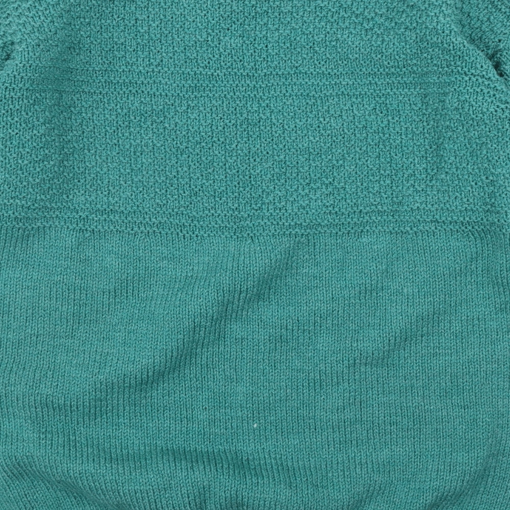 Unbranded Mens Green Mock Neck  Acetate Pullover Jumper Size M   - Handknitted