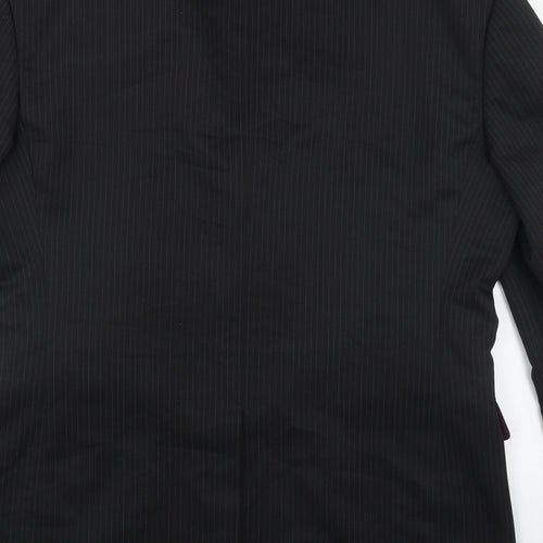 Taylor & Wright Mens Black Striped Polyester Jacket Suit Jacket Size L   - inside pockets, pinstriped
