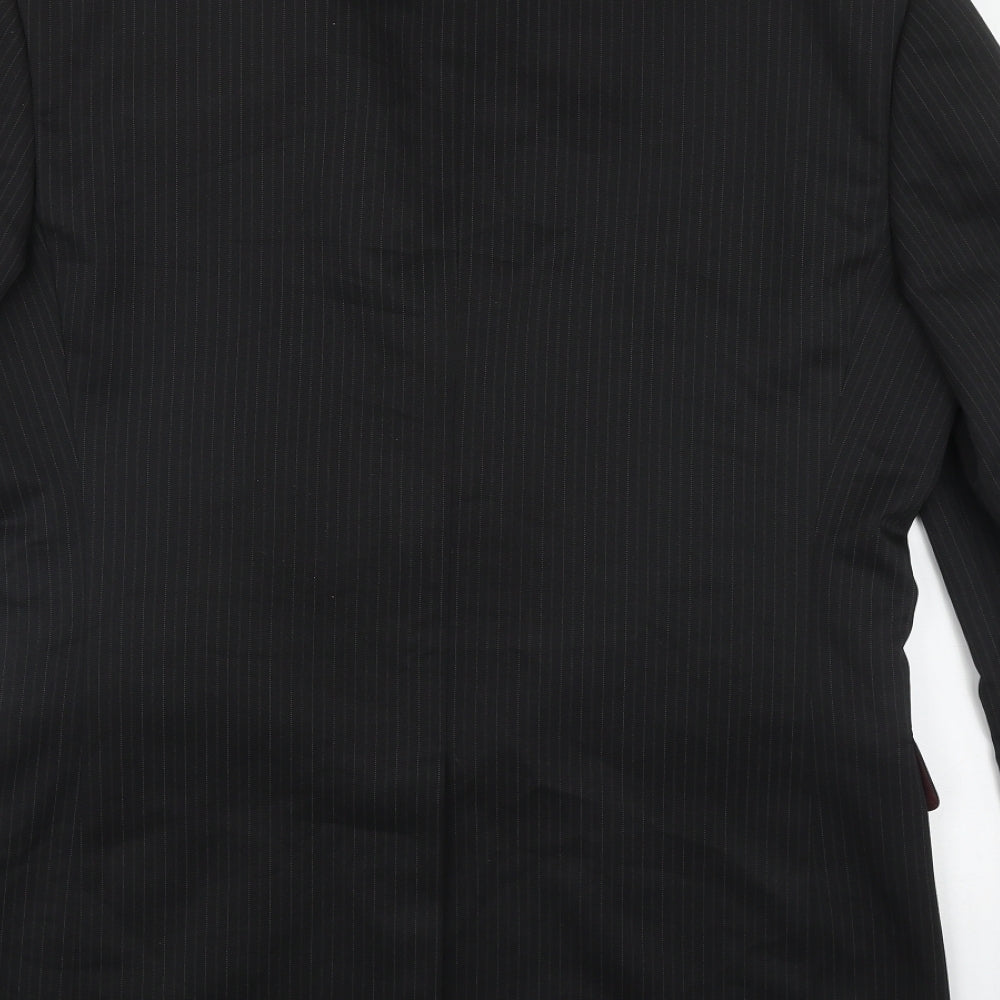 Taylor & Wright Mens Black Striped Polyester Jacket Suit Jacket Size L   - inside pockets, pinstriped