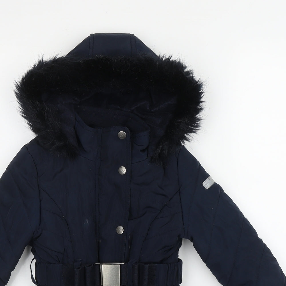 Jasper Conran Girls Blue   Puffer Jacket Coat Size 4-5 Years  Zip