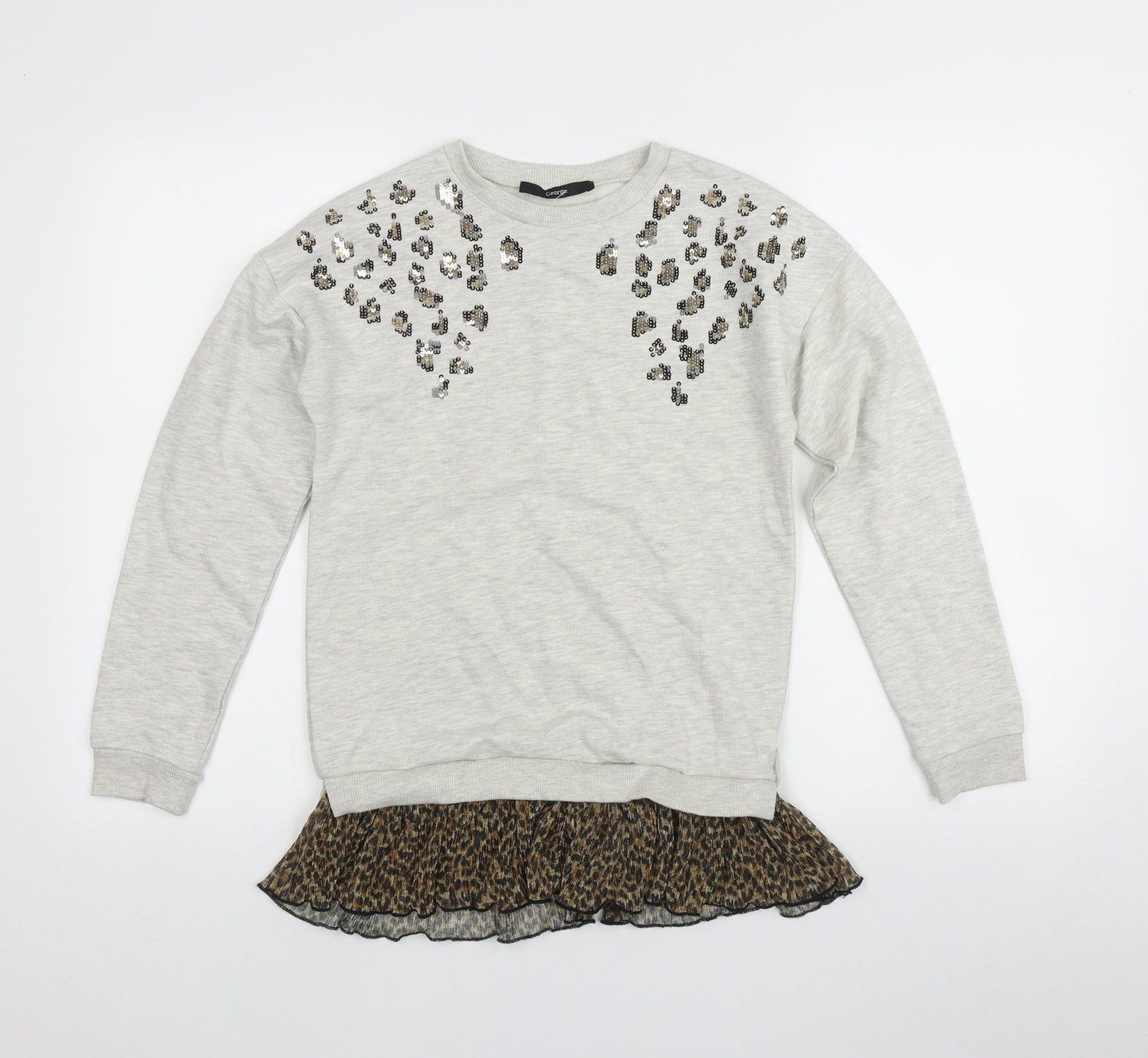 George Girls Grey  Cotton Pullover Sweatshirt Size 10-11 Years