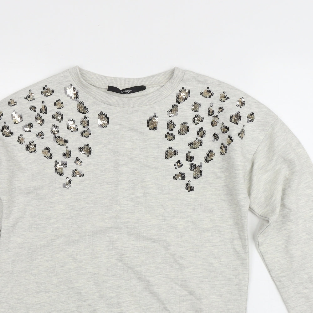 George Girls Grey  Cotton Pullover Sweatshirt Size 10-11 Years
