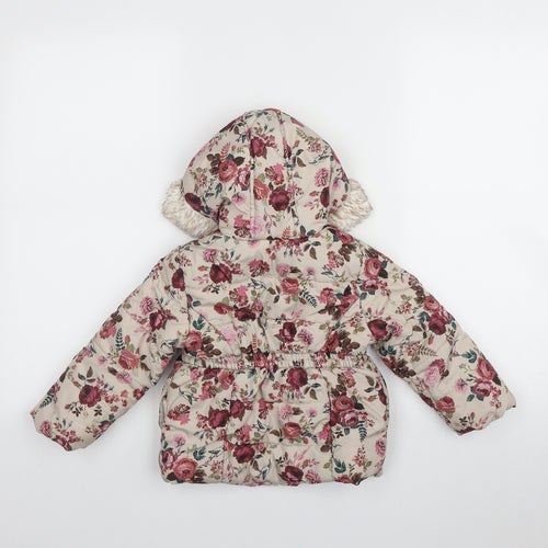 F&F Girls Multicoloured Floral  Puffer Jacket Coat