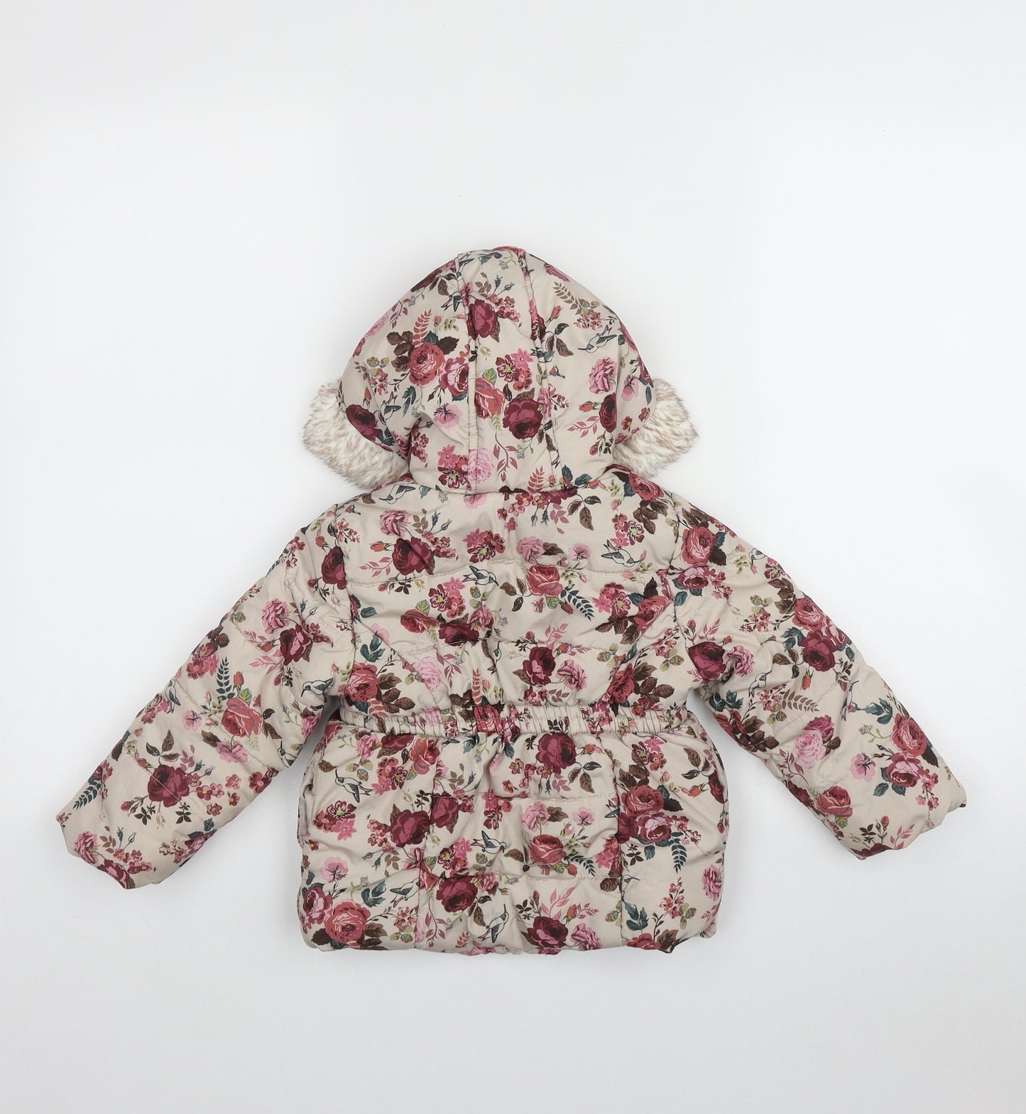 F&F Girls Multicoloured Floral  Puffer Jacket Coat
