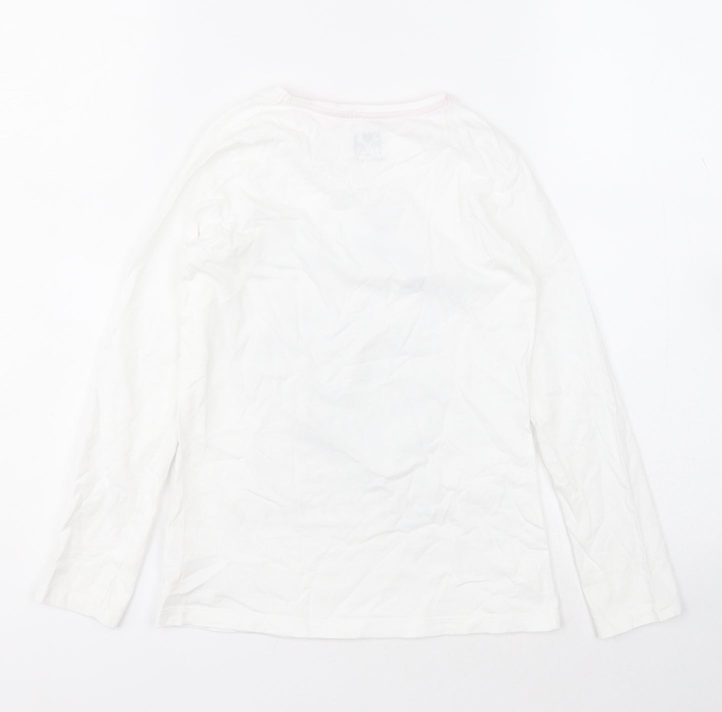 F&F Girls White  100% Cotton Basic T-Shirt Size 8-9 Years Round Neck  - Christmas T Shirt