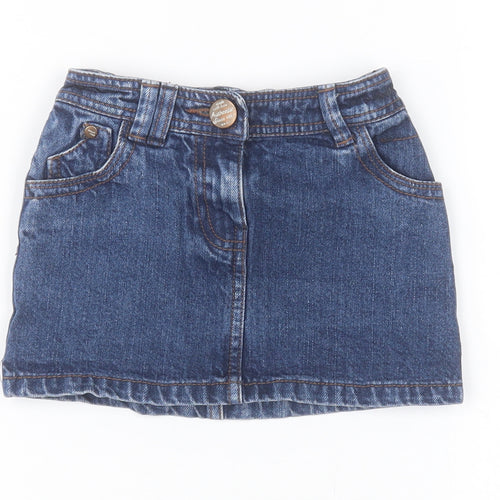 NEXT Girls Blue  100% Cotton Mini Skirt Size 3 Years  Regular Zip - Missing belt