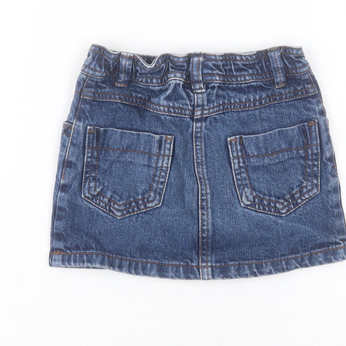 NEXT Girls Blue  100% Cotton Mini Skirt Size 3 Years  Regular Zip - Missing belt
