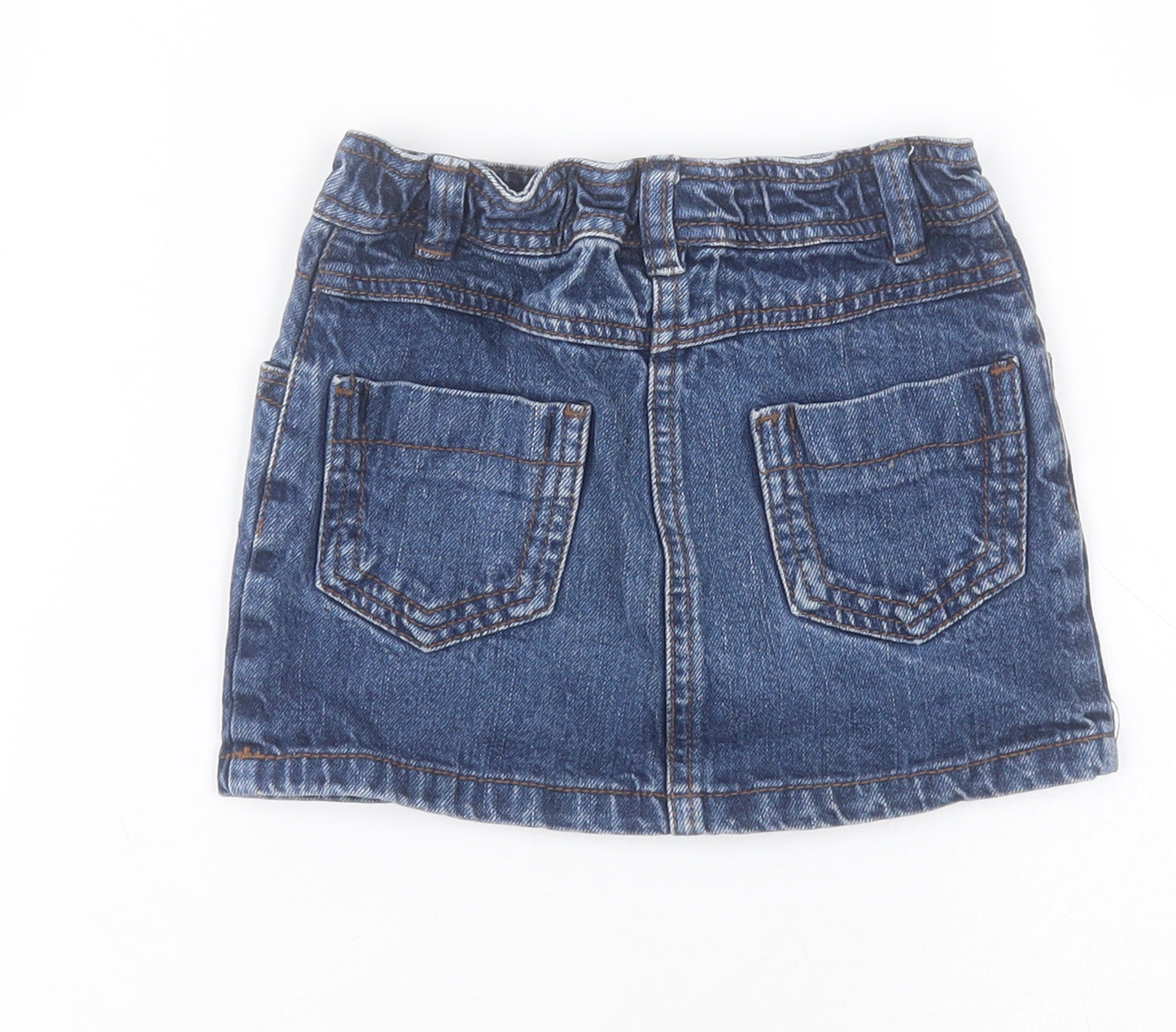 NEXT Girls Blue  100% Cotton Mini Skirt Size 3 Years  Regular Zip - Missing belt