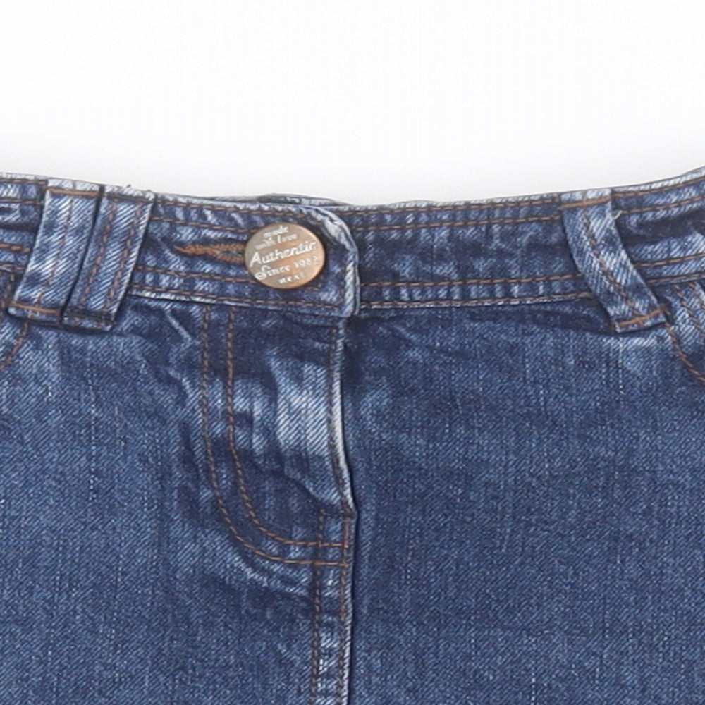 NEXT Girls Blue  100% Cotton Mini Skirt Size 3 Years  Regular Zip - Missing belt