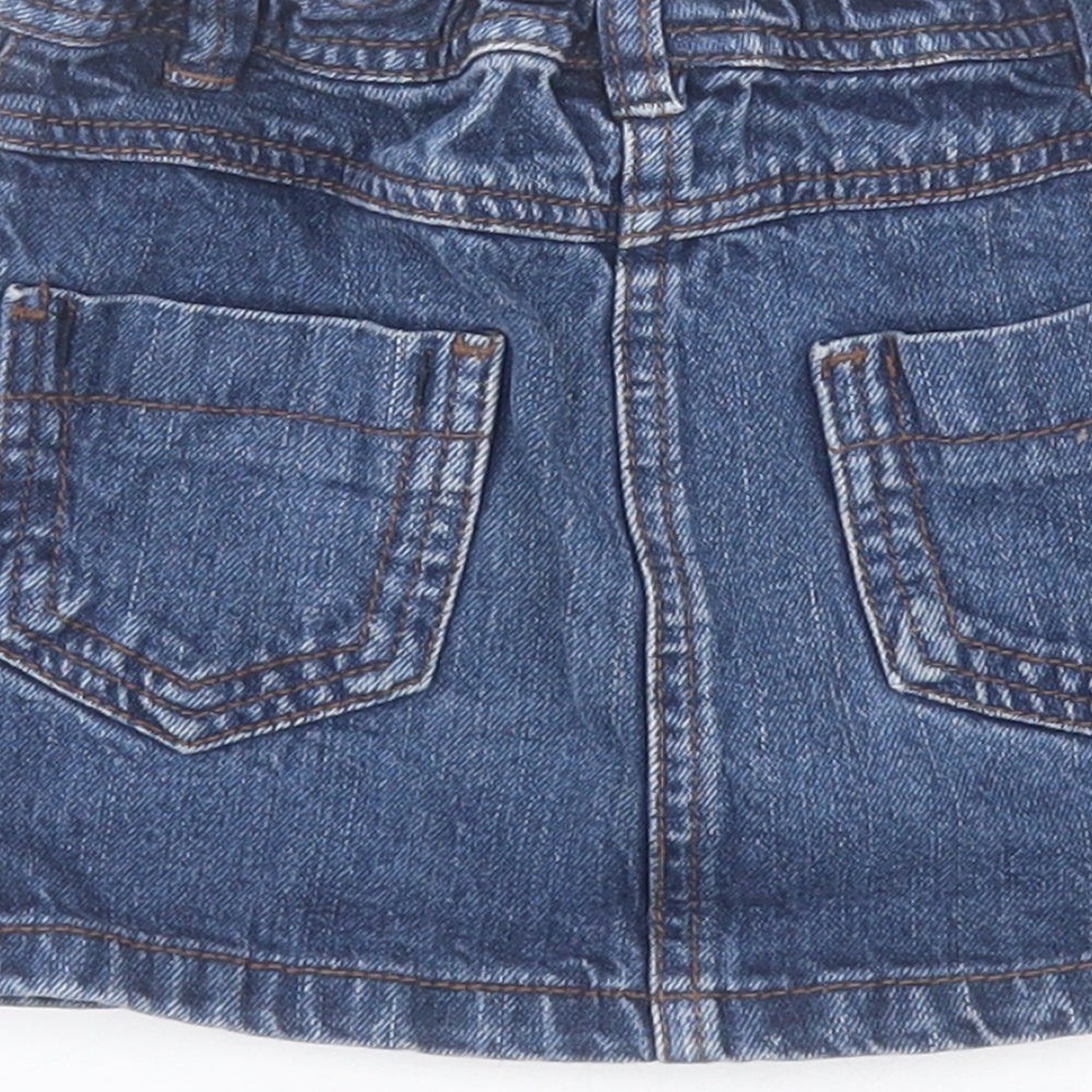 NEXT Girls Blue  100% Cotton Mini Skirt Size 3 Years  Regular Zip - Missing belt