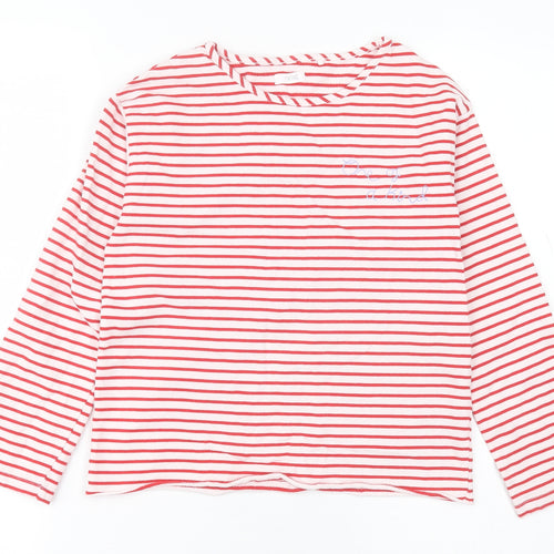 NEXT Girls White Striped Cotton Pullover Sweatshirt Size 10 Years
