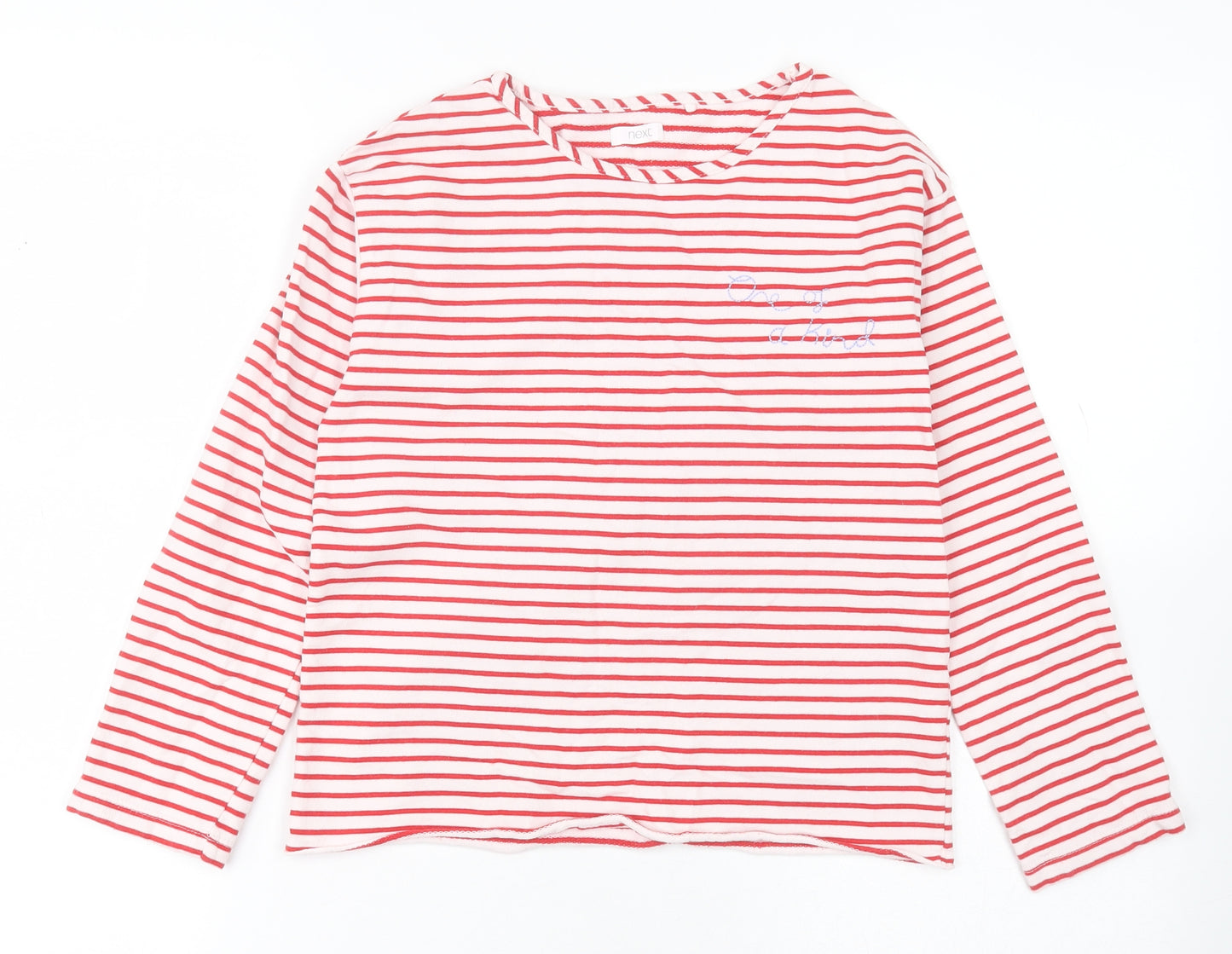 NEXT Girls White Striped Cotton Pullover Sweatshirt Size 10 Years