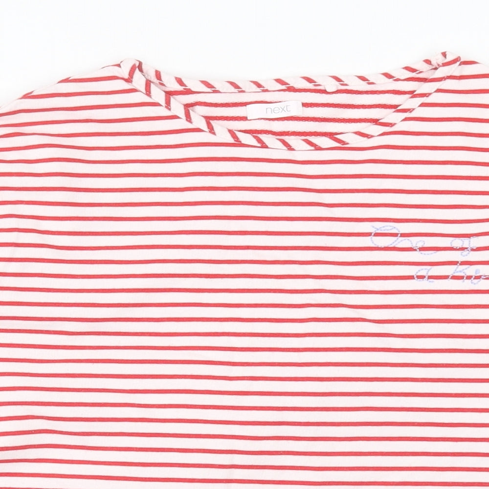NEXT Girls White Striped Cotton Pullover Sweatshirt Size 10 Years