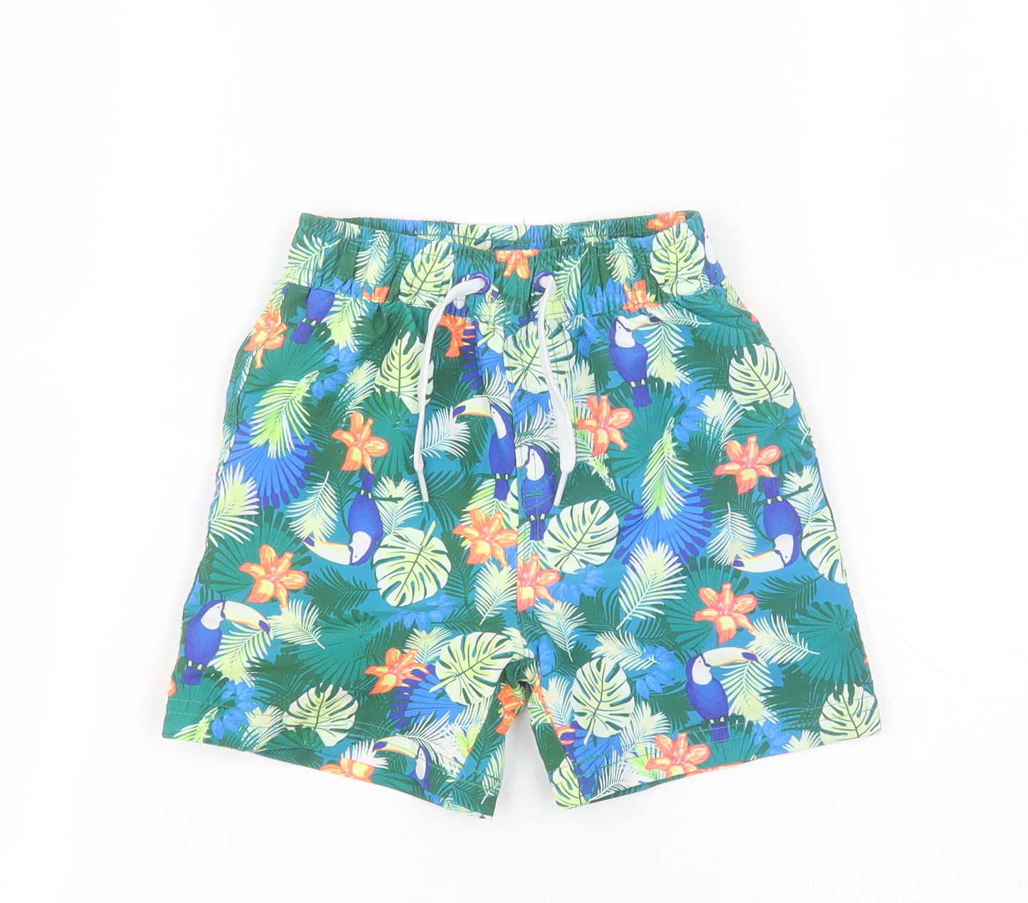 Dunnes Baby Multicoloured Floral 100% Polyester Cropped Trousers Size 18-24 Months  Drawstring - Swim shorts