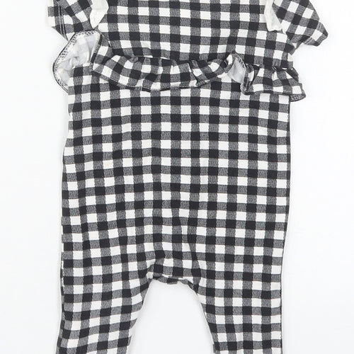 Jessica Simpson Girls Black Check Cotton Coverall One-Piece Size 3-6 Months  Button