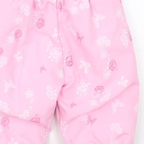 Kris & Kids Girls Pink Floral Polyester Track Pants Trousers Size 3-6 Months