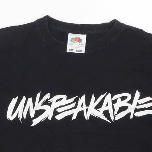 Fruit of the Loom Boys Black  Cotton Basic T-Shirt Size 3-4 Years Crew Neck Pullover - Unspeakable