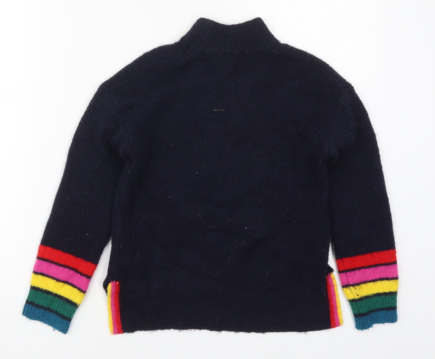 NEXT Girls Blue Mock Neck Striped Acrylic Pullover Jumper Size 8 Years  Pullover - Star