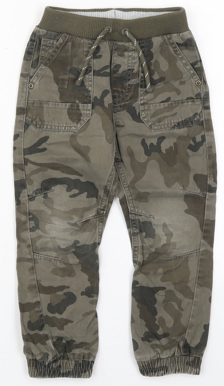 George Boys Green Camouflage Cotton Capri Jeans Size 4-5 Years  Regular Drawstring