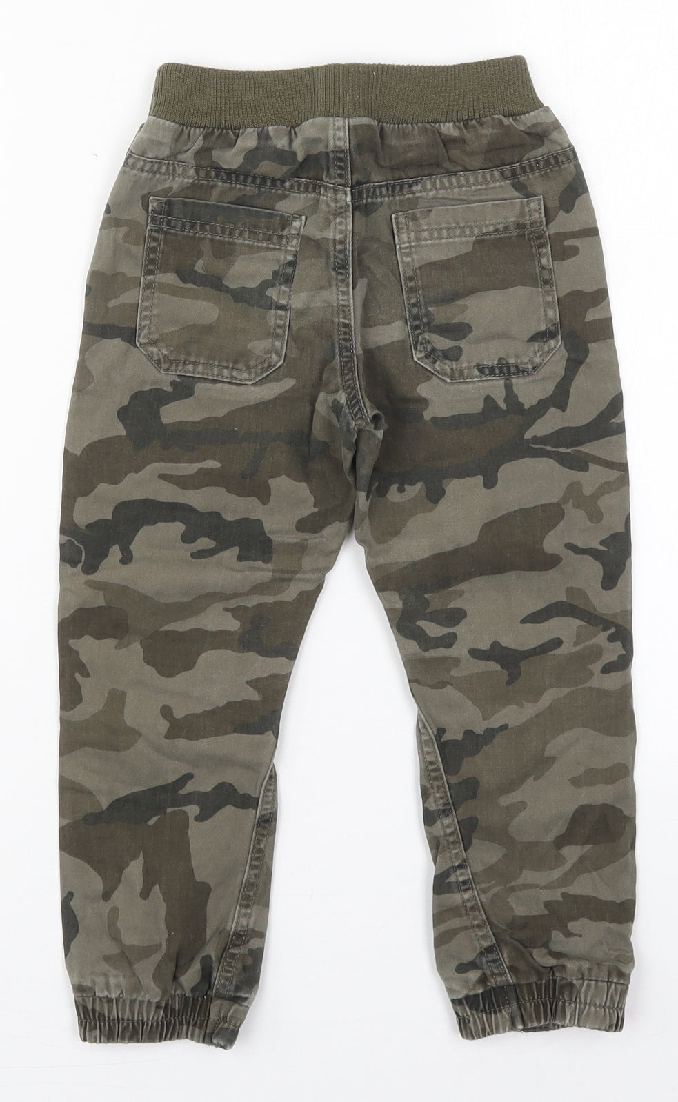 George Boys Green Camouflage Cotton Capri Jeans Size 4-5 Years  Regular Drawstring