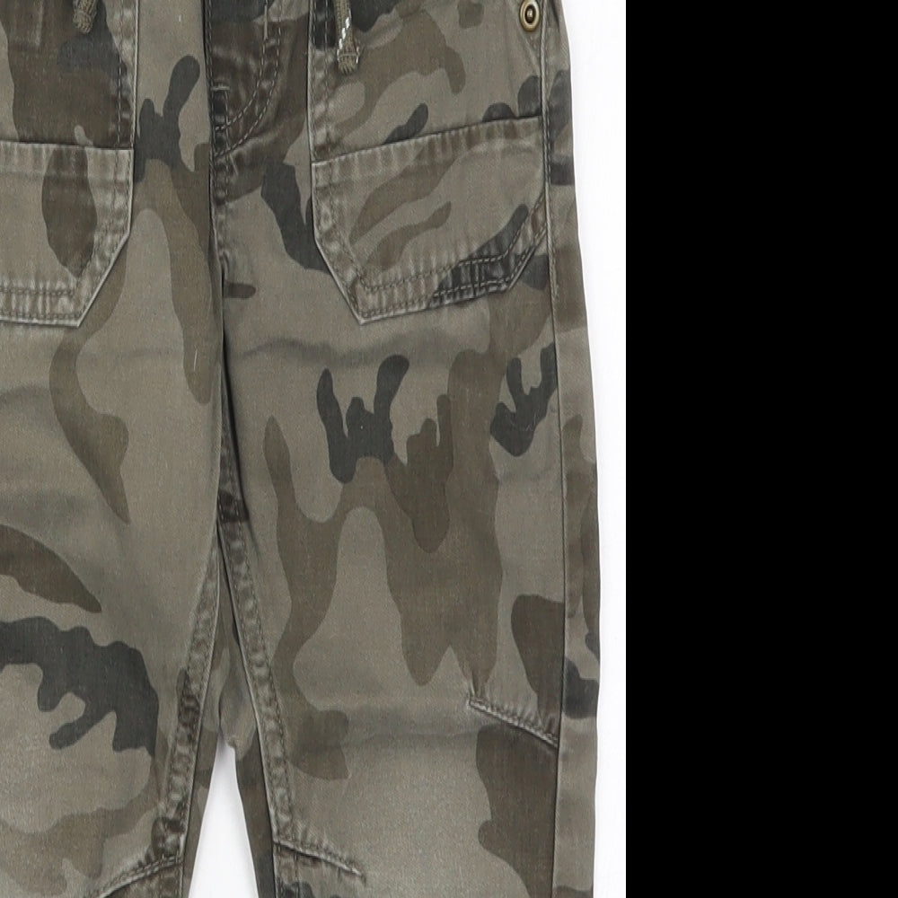 George Boys Green Camouflage Cotton Capri Jeans Size 4-5 Years  Regular Drawstring