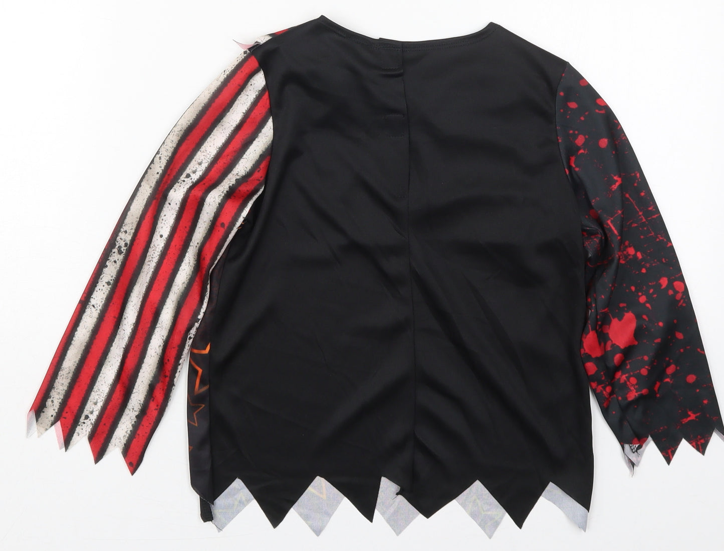 Morrisons Boys Black Striped Polyester Basic T-Shirt Size 5-6 Years Round Neck Pullover - Scary Clown Fancy Dress