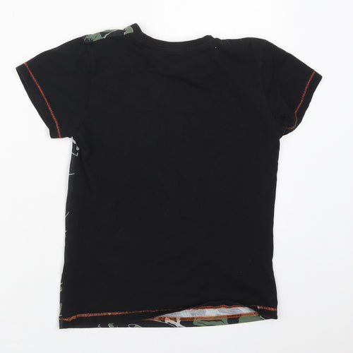 Matalan Boys Black  Polyester Basic T-Shirt Size 10 Years Crew Neck Pullover - Leaf Prints